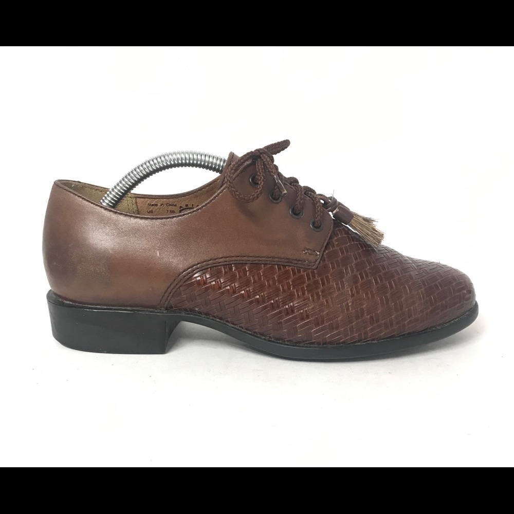 Ariat Brown Leather Basketweave Shoes Size 7.5B